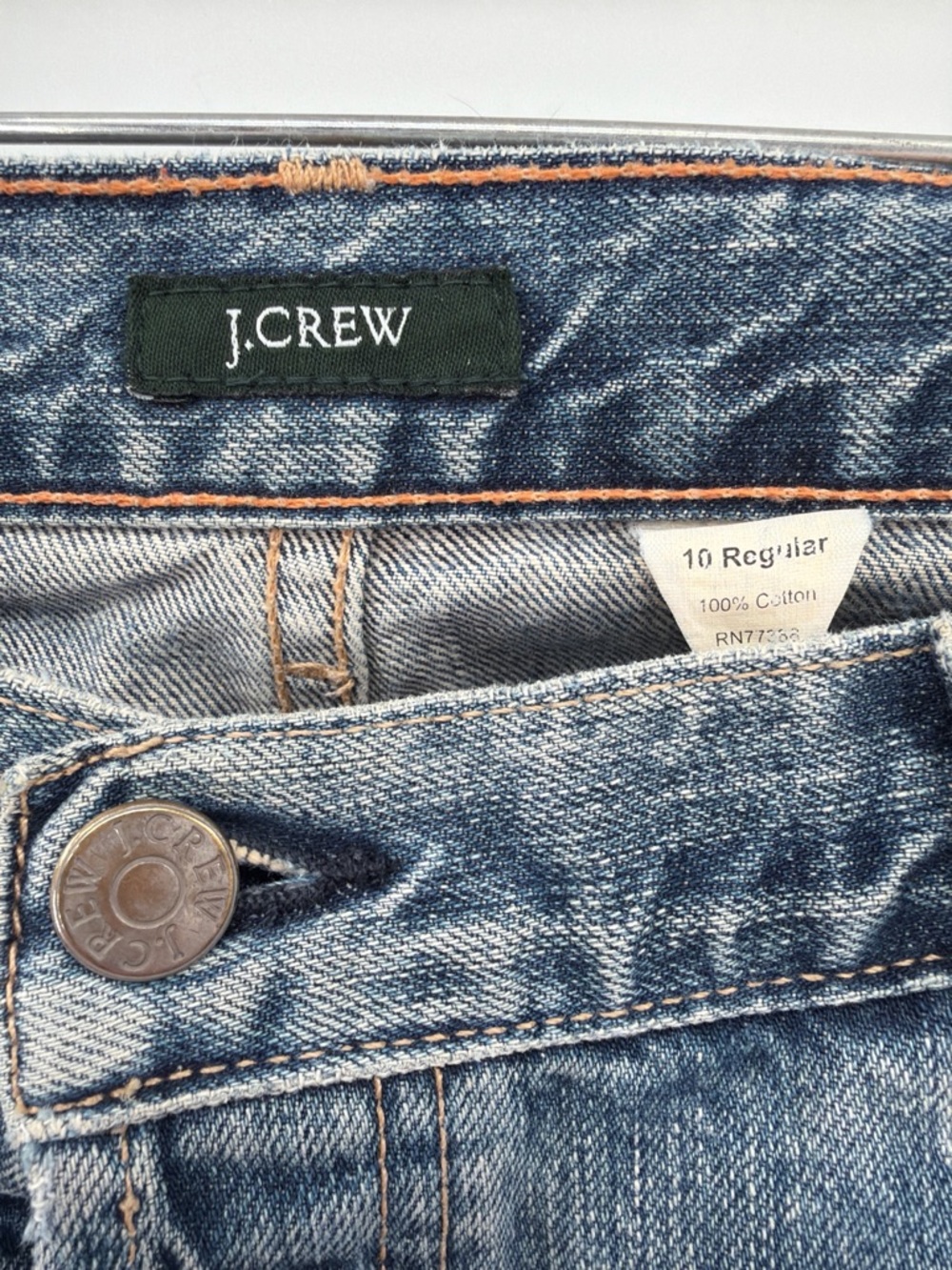 J. Crew Women’s Cuffed Straight Leg Light Blue Wash Button Fly Jeans Size 10 - Picture 7 of 10